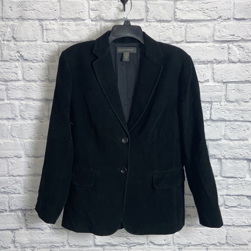 Vintage Banana Republic Black Velour 2 Button Blazer Jacket size 14